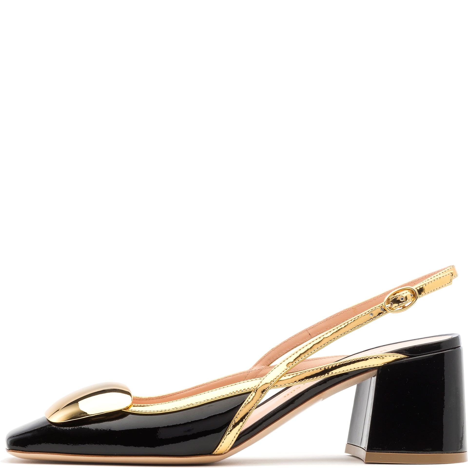 Rupert Sanderson Cavalla Cromato in Black Gold Patent Black