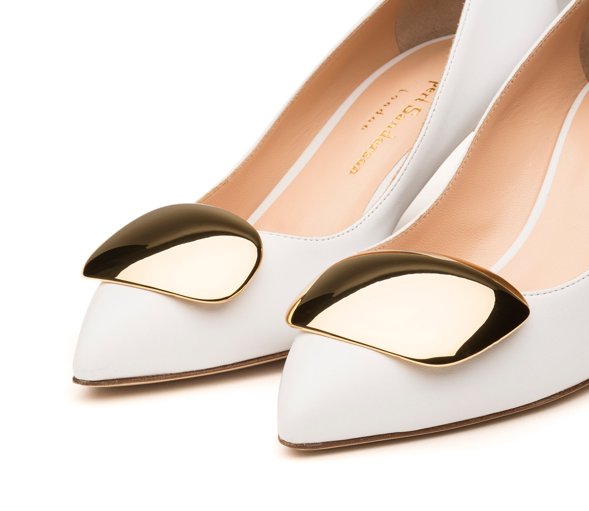 Rupert Sanderson Nora in Gold Pebble White Calf White