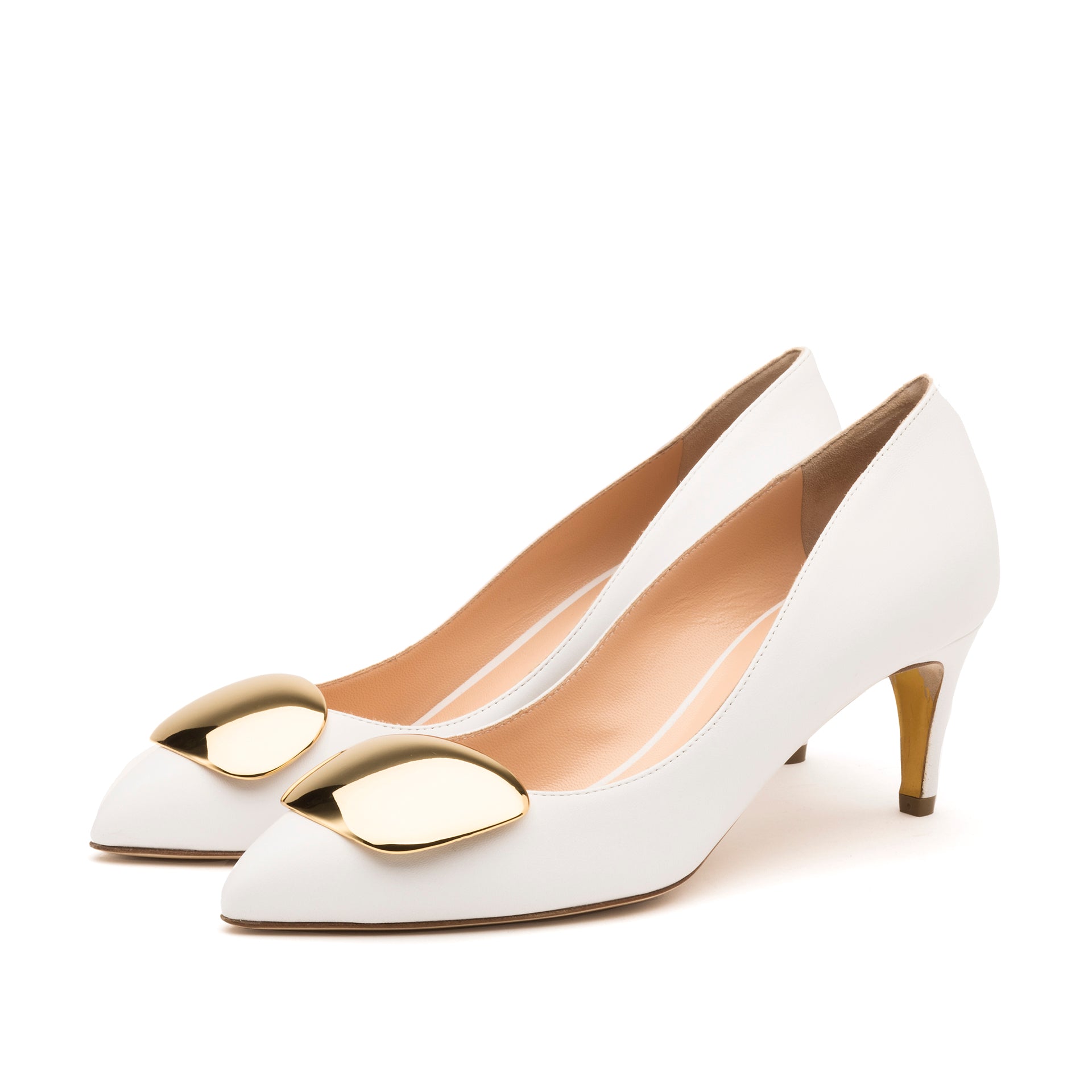 Rupert Sanderson Nora in Gold Pebble White Calf White