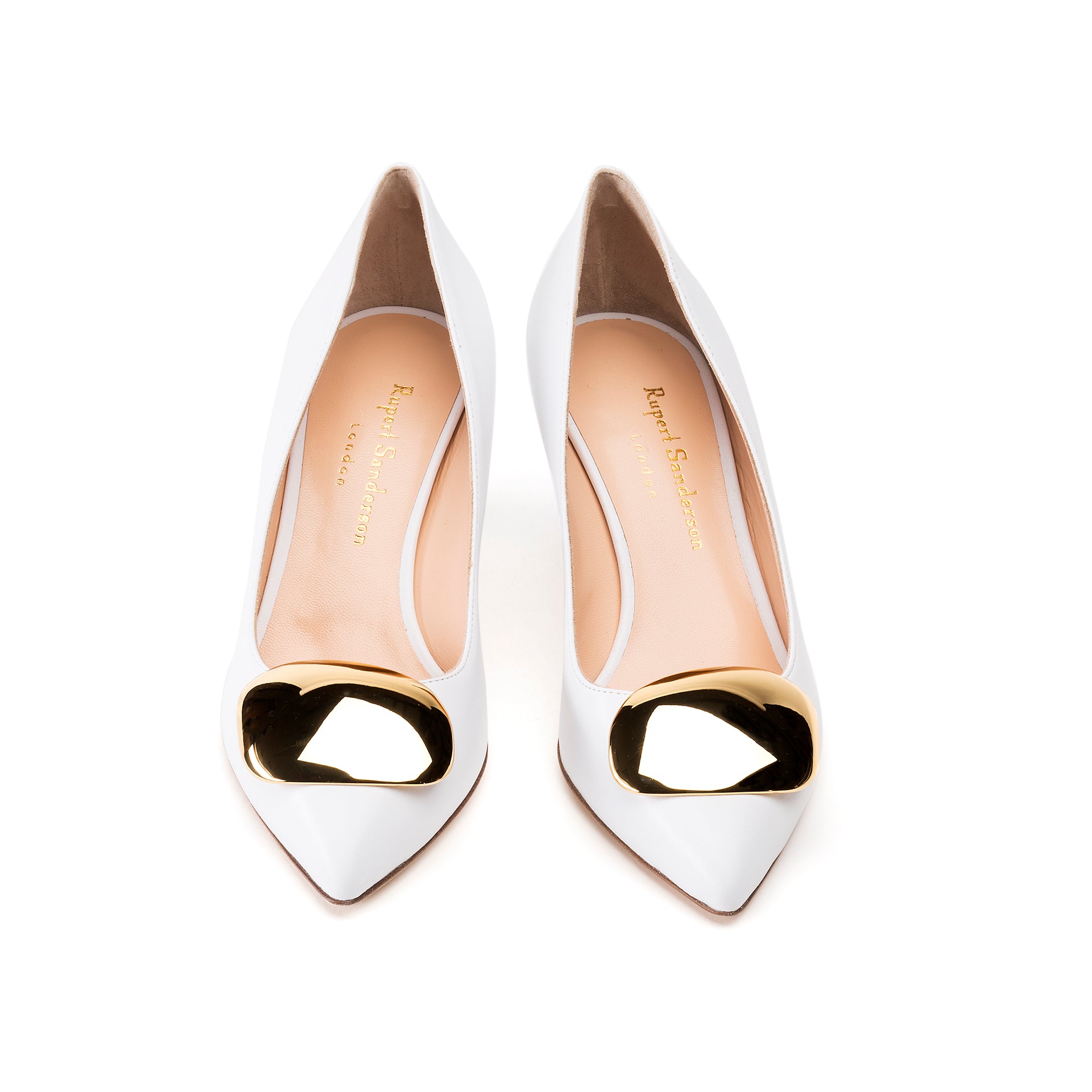 Rupert Sanderson Nora in Gold Pebble White Calf White