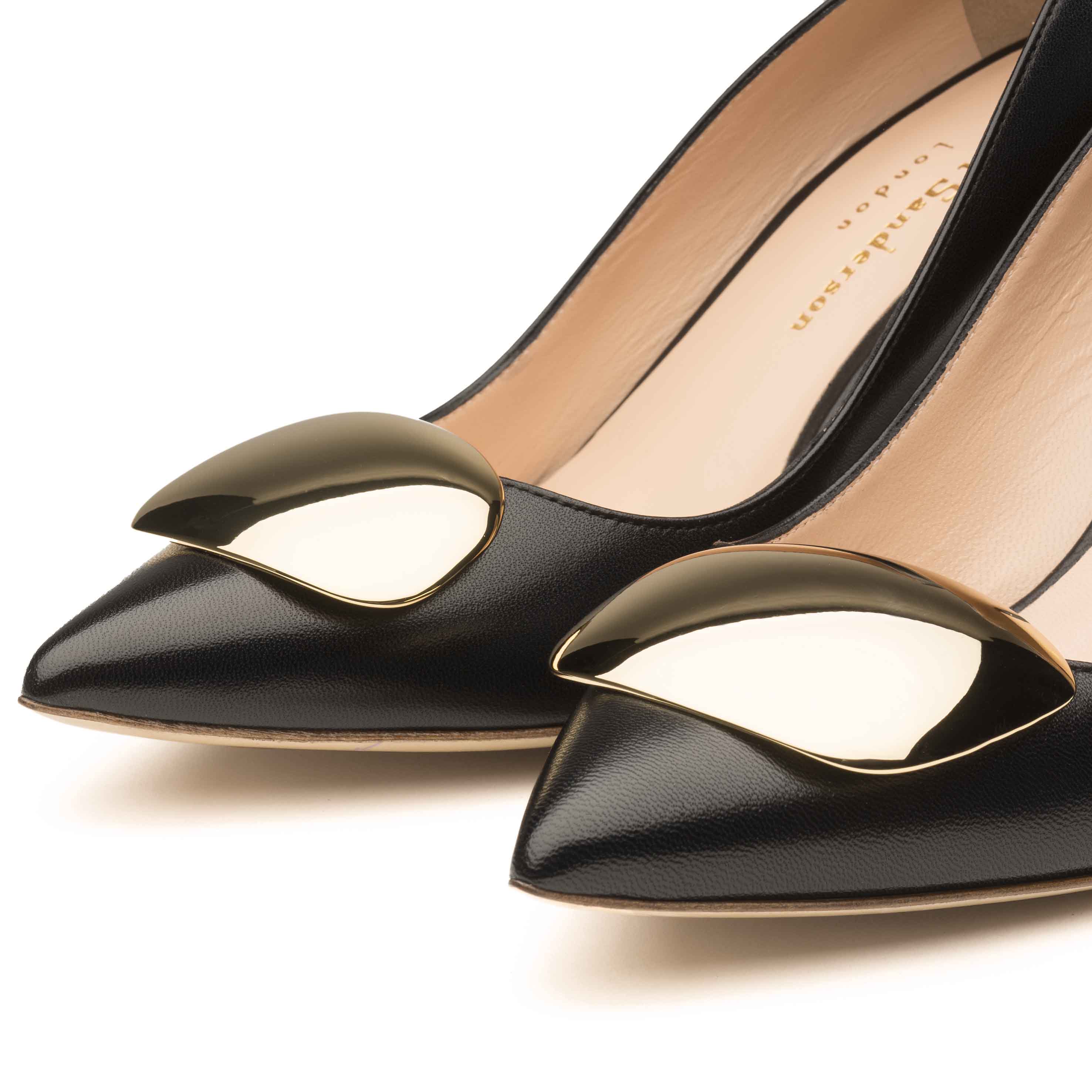 Rupert Sanderson Nada in Gold Pebble Black Nappa Black