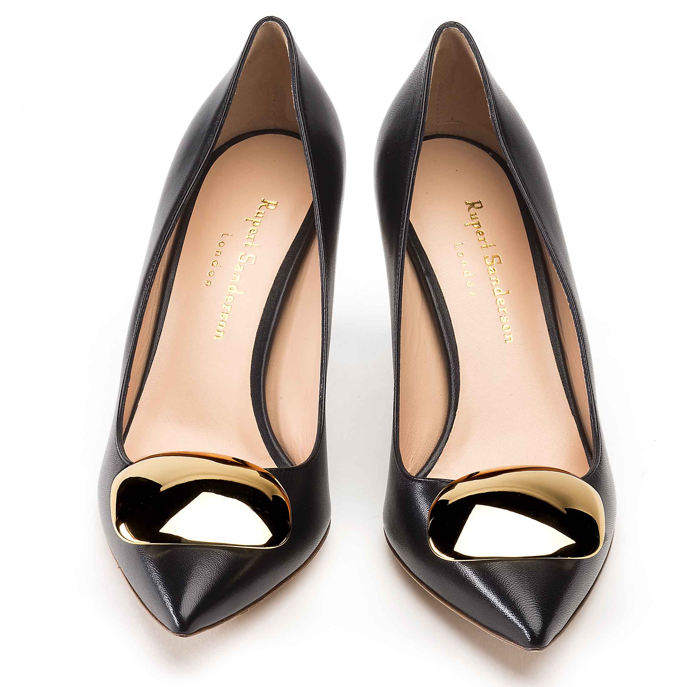 Rupert Sanderson Nada in Gold Pebble Black Nappa Black